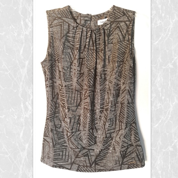 XS Calvin Klein Metallic Geometric Blouse - Picture 1 of 7